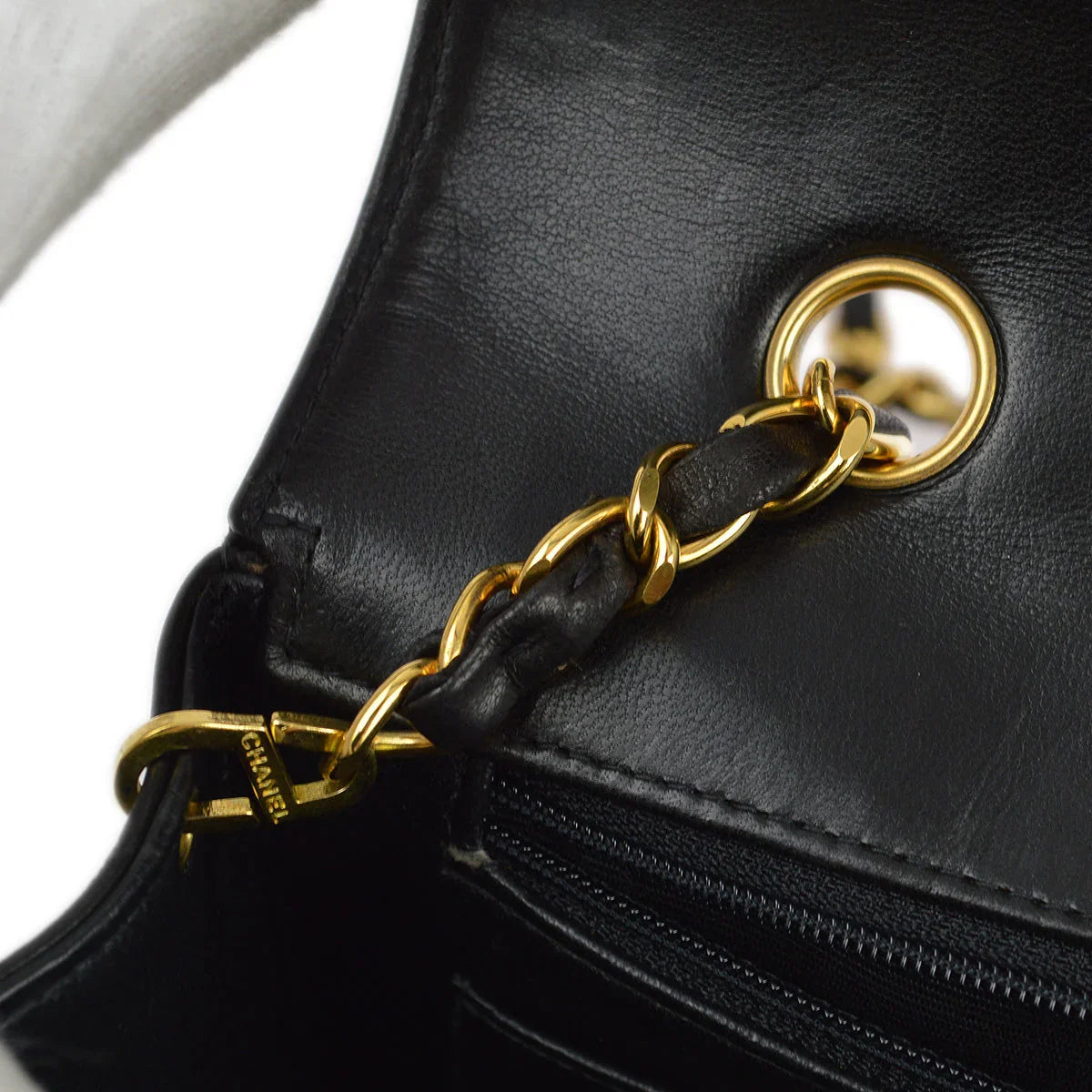 Chanel 1996-1997 Black Lambskin Small Diana Shoulder Bag