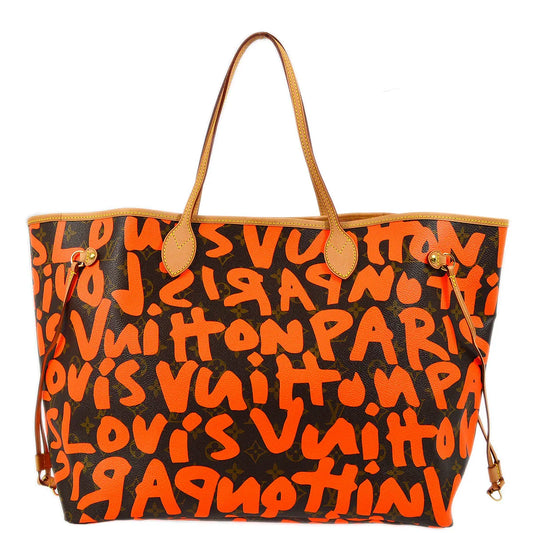 Louis Vuitton 2009 Orange Monogram Graffiti Neverfull GM Tote M93702
