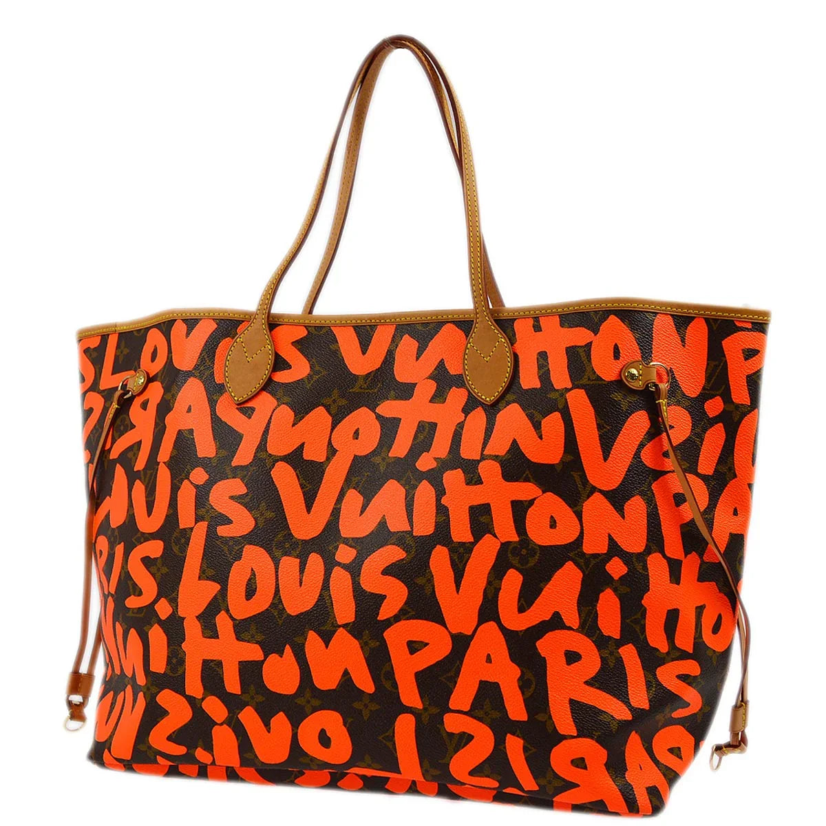 Louis Vuitton 2009 Orange Monogram Graffiti Neverfull GM Tote M93702