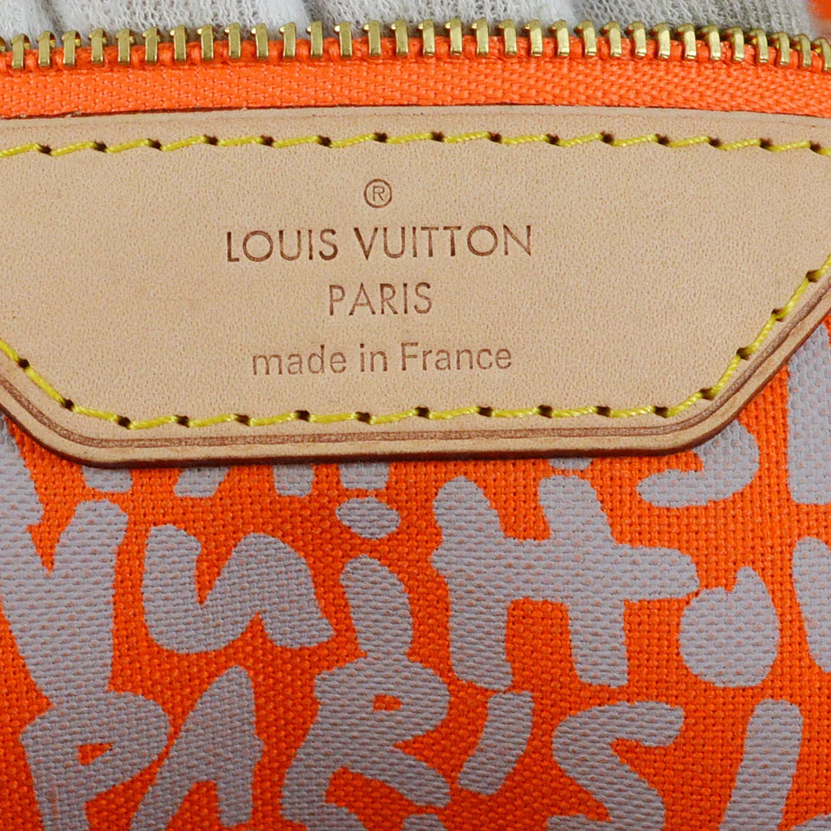 Louis Vuitton 2009 Orange Monogram Graffiti Neverfull GM Tote M93702