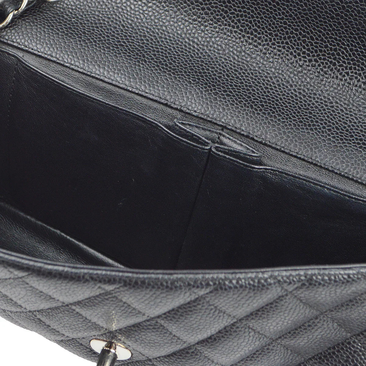 Chanel 2006-2008 Black Caviar East West Shoulder Bag