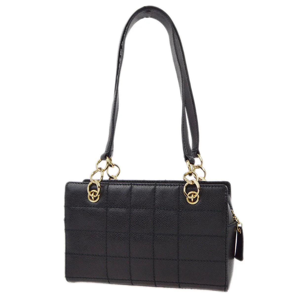 Chanel 2001-2003 Black Caviar Wild Stitch Choco Bar Chain Handbag