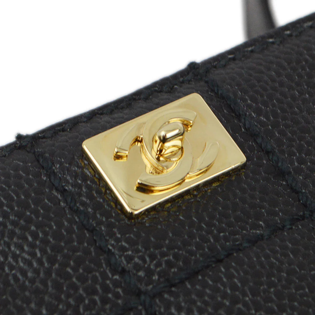 Chanel 2001-2003 Black Caviar Wild Stitch Choco Bar Chain Handbag