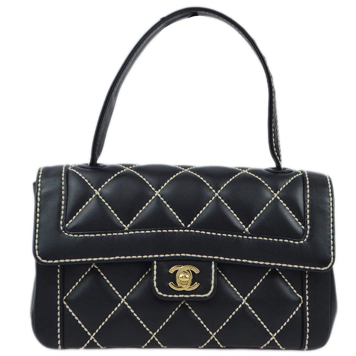Chanel 2004-2005 Black Calfskin Wild Stitch Handbag