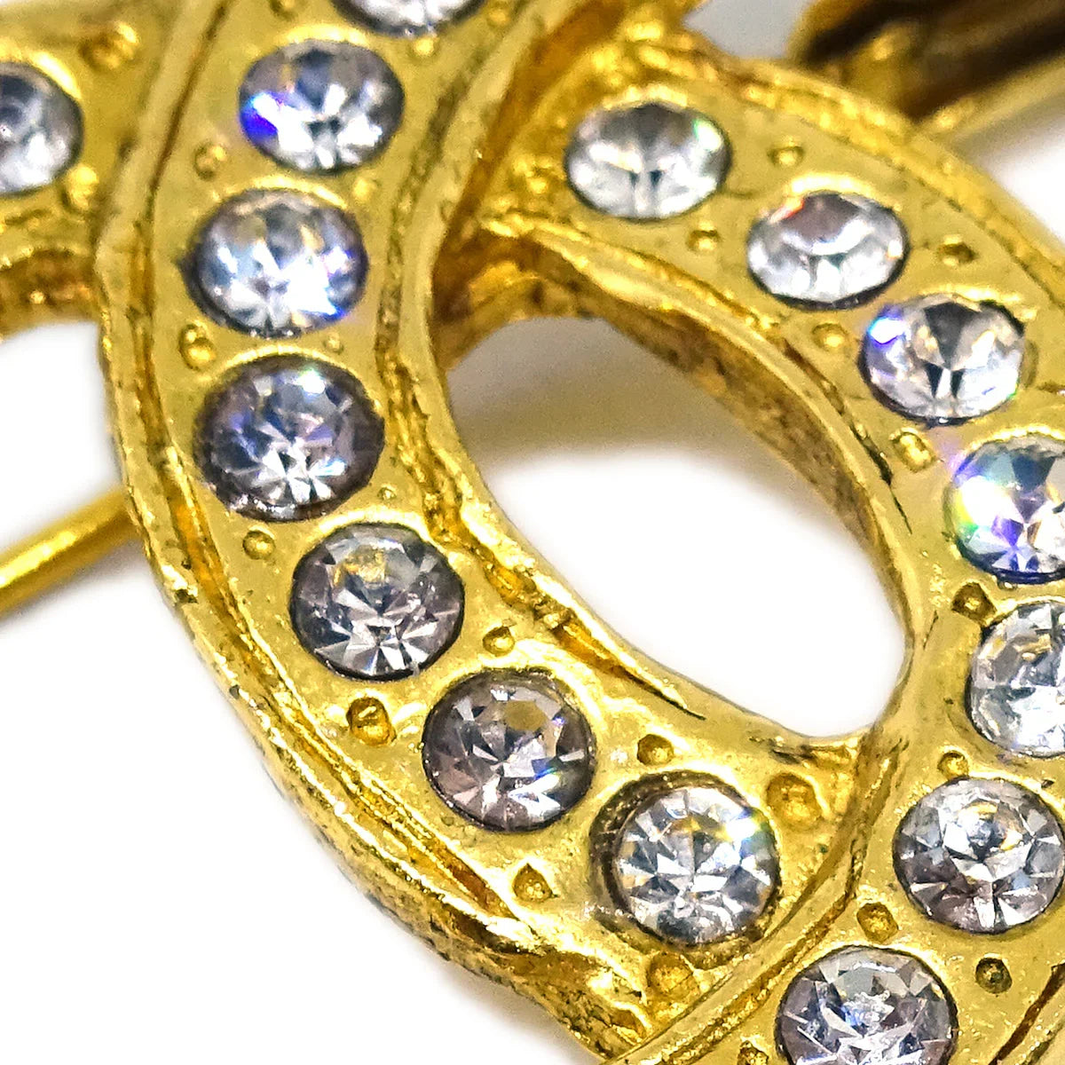 Chanel CC Brooch Pin Rhinestone Gold