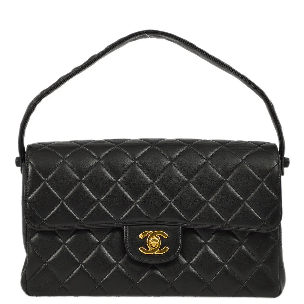 Chanel 1996-1997 Black Lambskin Double Sided Classic Flap Handbag