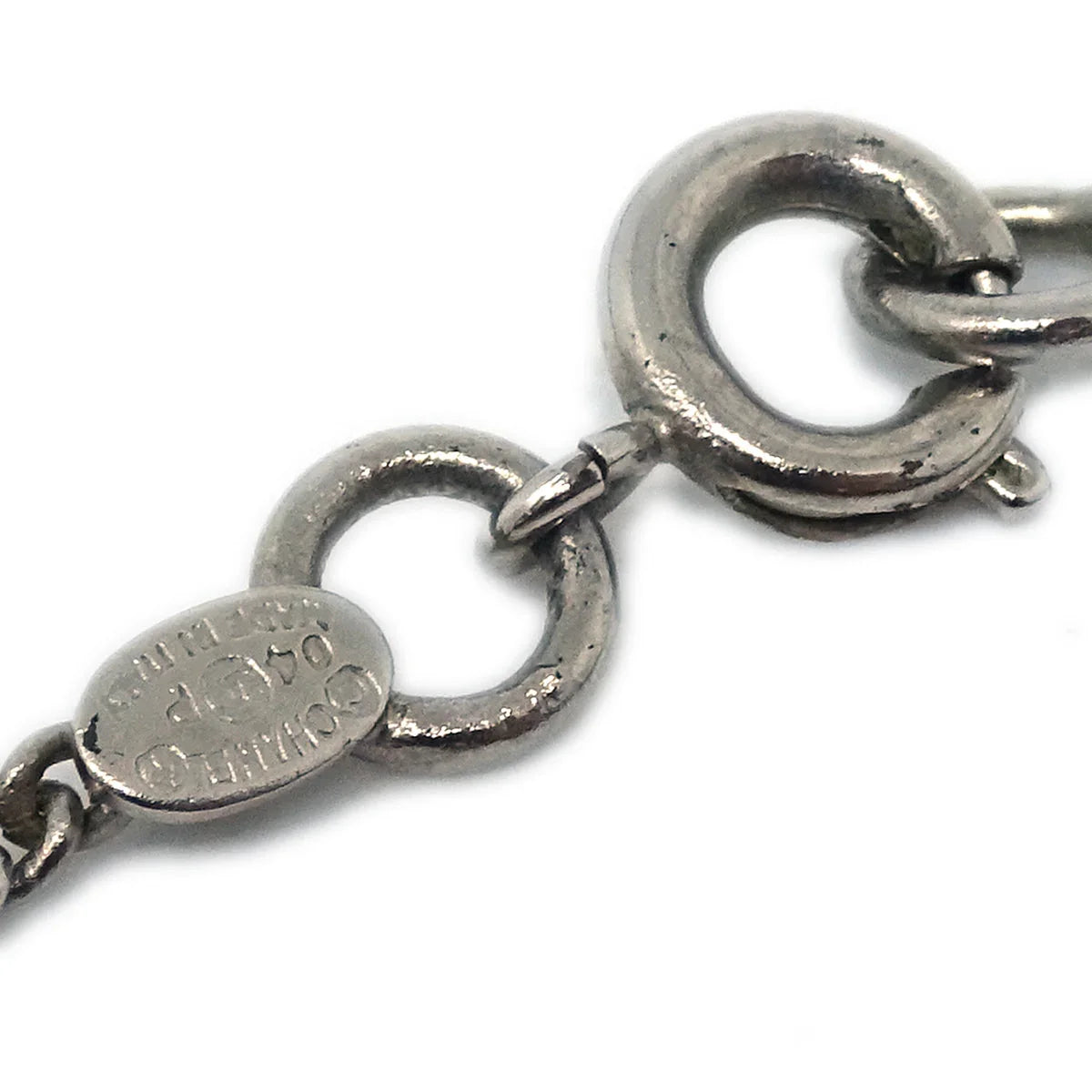 Chanel Record Silver Chain Pendant Necklace 04P