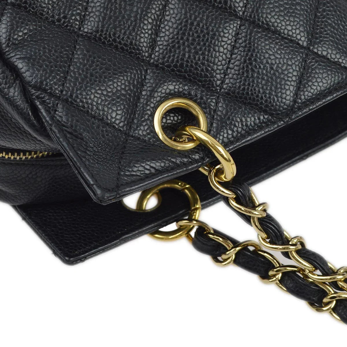 Chanel 2001-2003 Black Caviar Petite Timeless Tote PTT Chain Handbag