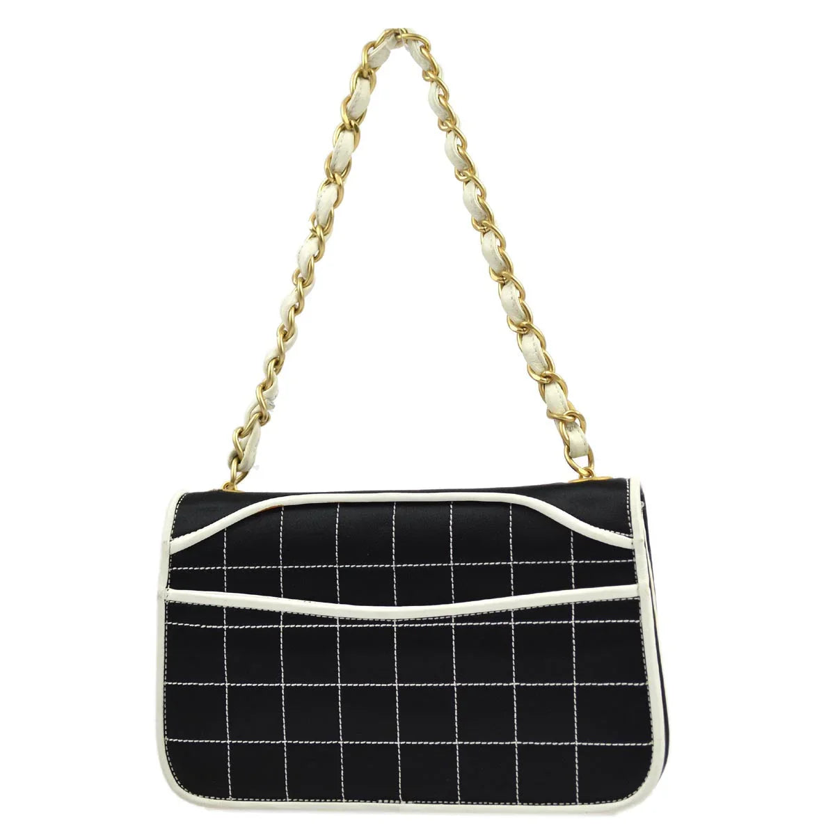 Chanel 2000-2001 Black Satin Mademoiselle Lock Chain Handbag