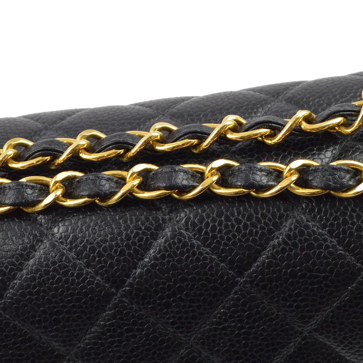 Chanel 1996-1997 Black Caviar Double Sided Classic Flap Shoulder Bag