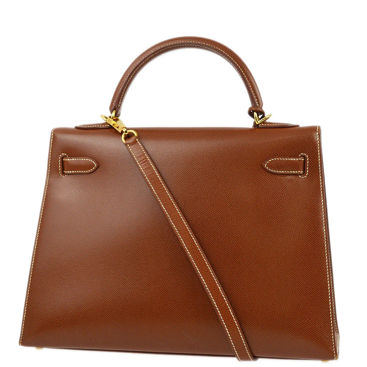 Hermes 2003 Noisette Veau Grain Lisse Kelly 32 Sellier Handbag