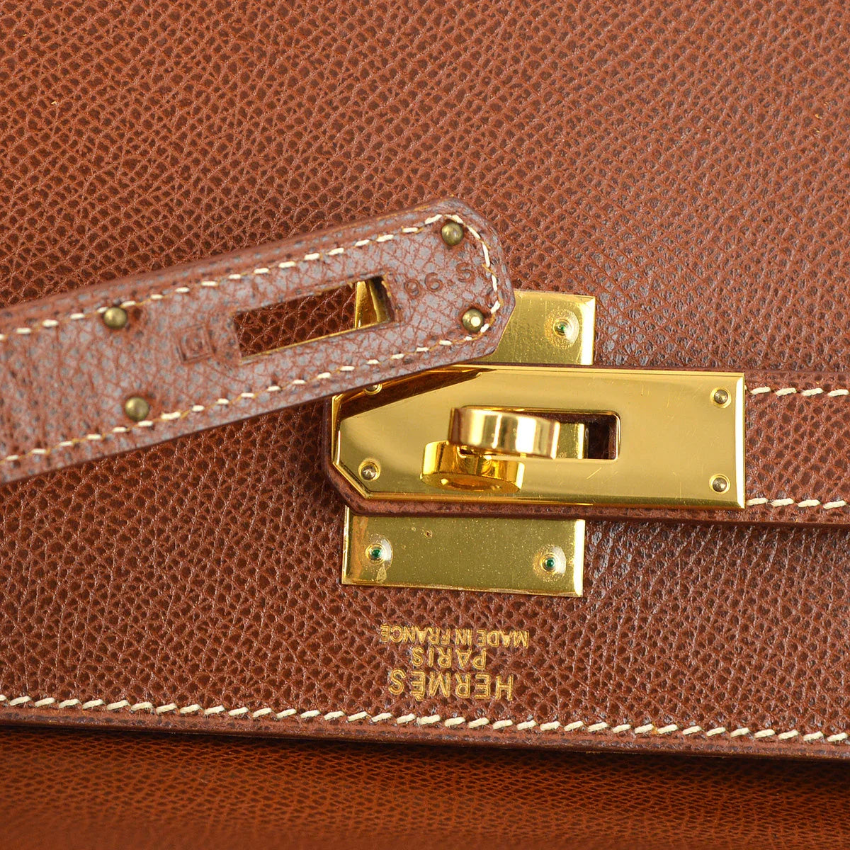 Hermes 2003 Noisette Veau Grain Lisse Kelly 32 Sellier Handbag