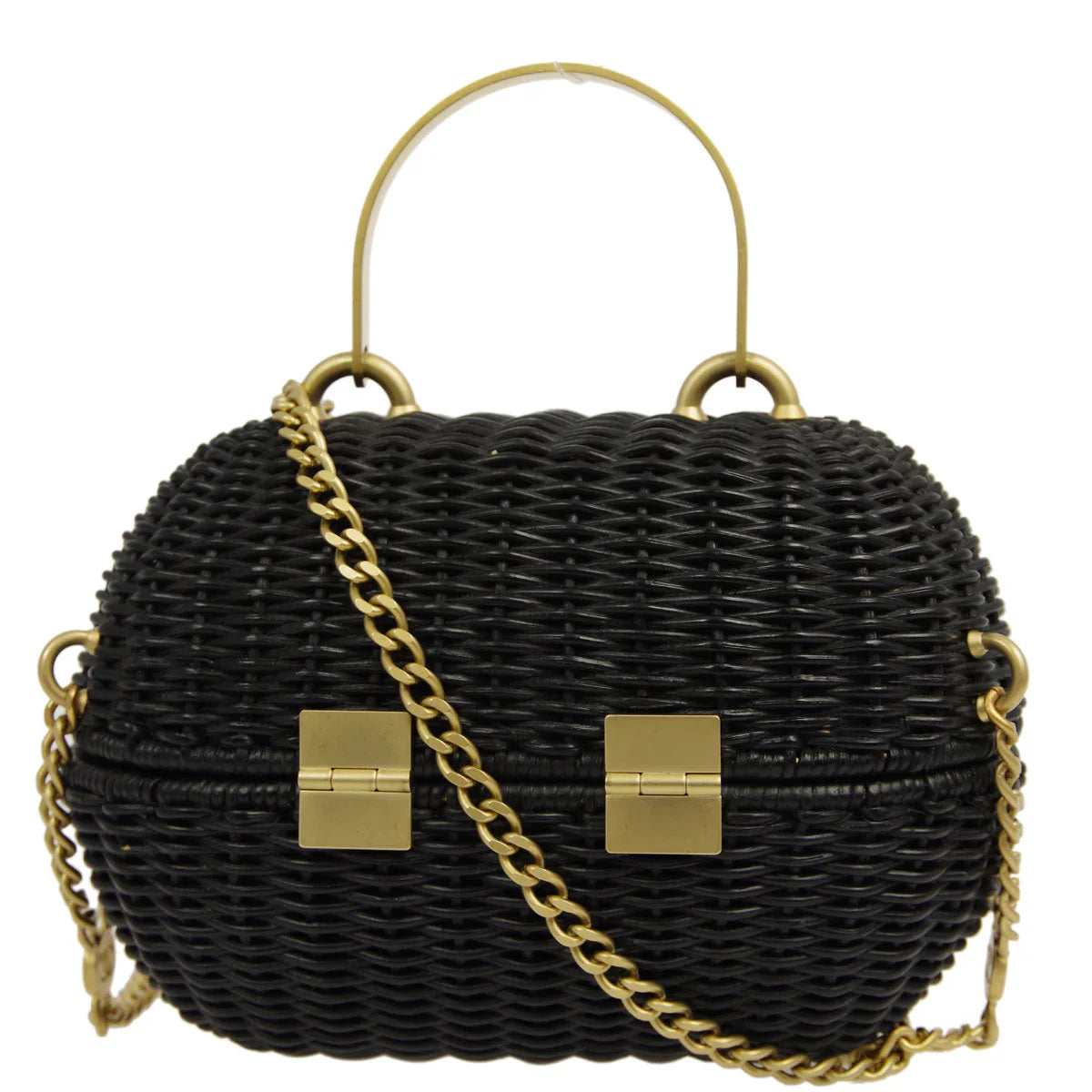 Chanel * 2004-2005 Black Rattan Basket 2way Shooulder Handbag