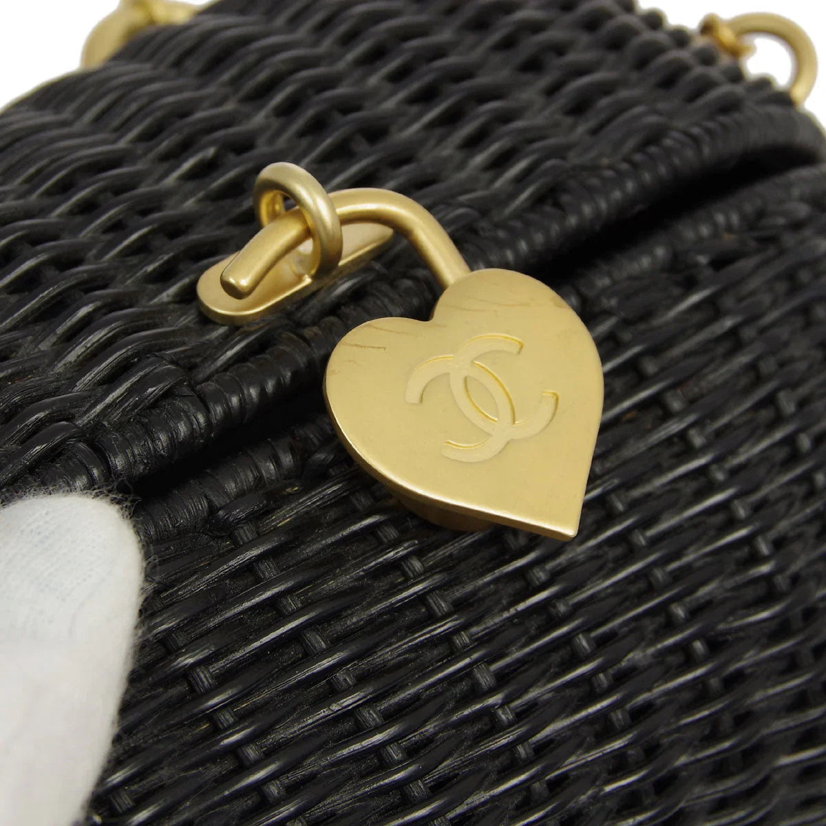Chanel * 2004-2005 Black Rattan Basket 2way Shooulder Handbag