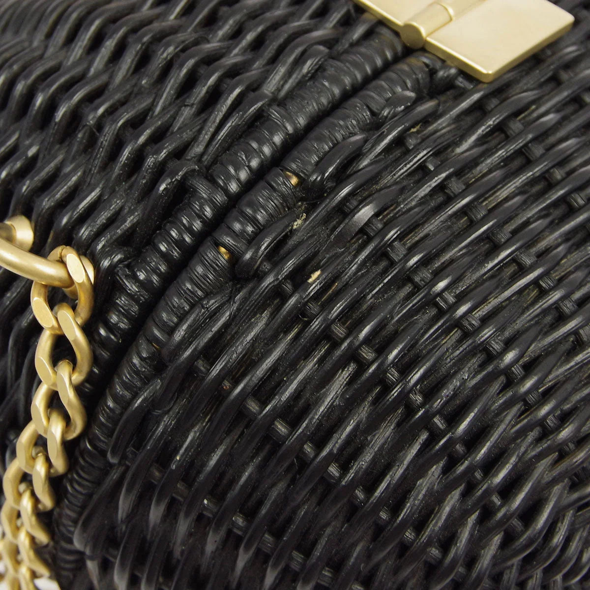 Chanel * 2004-2005 Black Rattan Basket 2way Shooulder Handbag