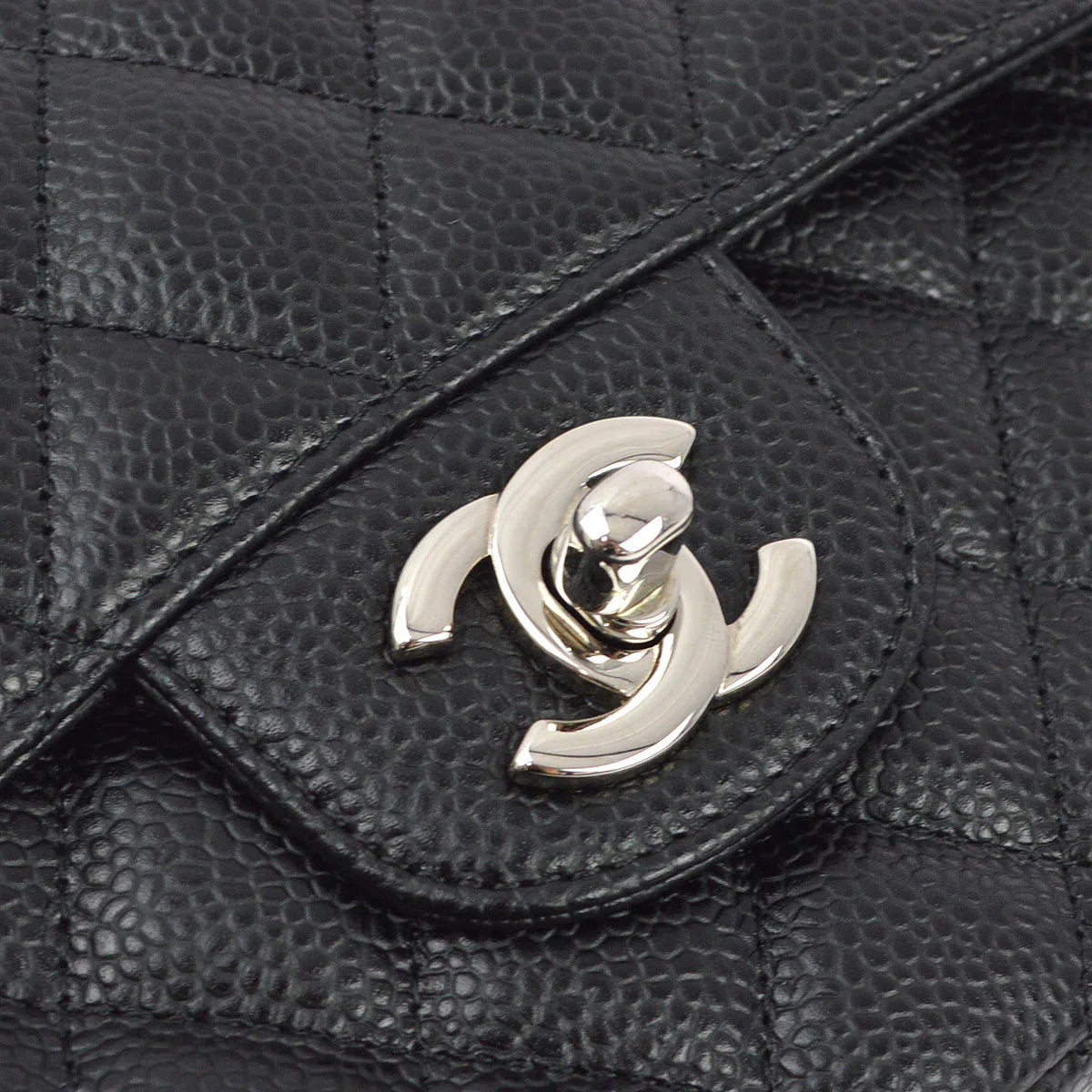 Chanel 2009-2010 Black Caviar East West Shoulder Bag