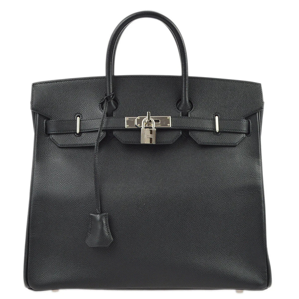 Hermes 2006 Black Epsom Haut a Courroies 32 Handbag