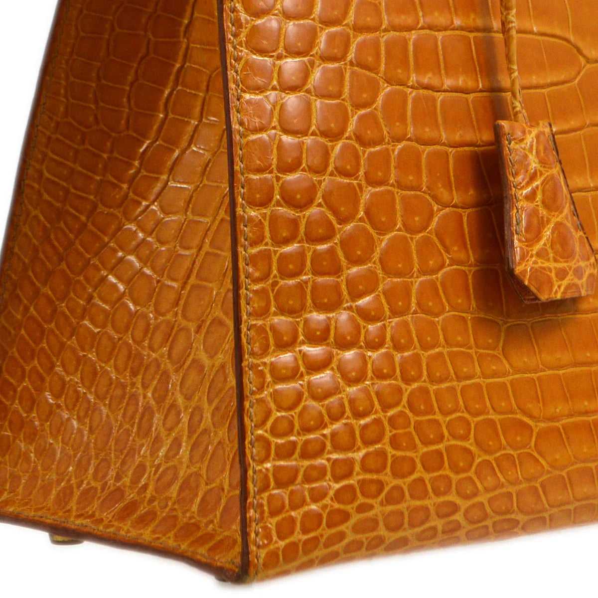 Hermes * 1997 Saffron Porosus Kelly 32 Sellier 2way Shoulder Handbag