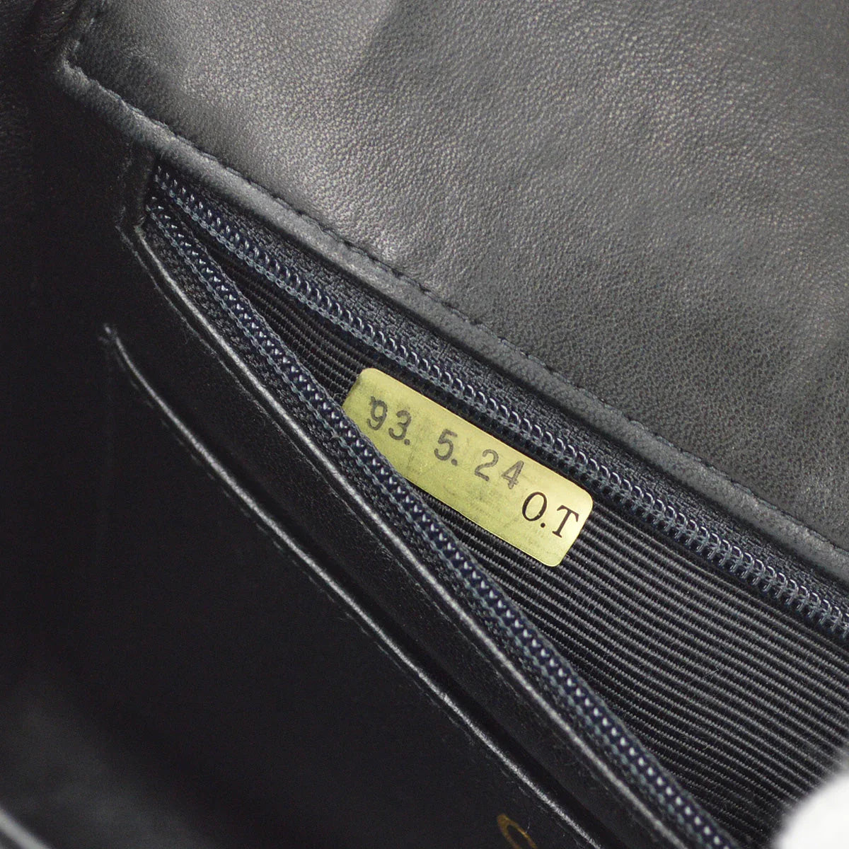 Chanel 1991-1994 Black Lambskin Mademoiselle Chevron Handbag