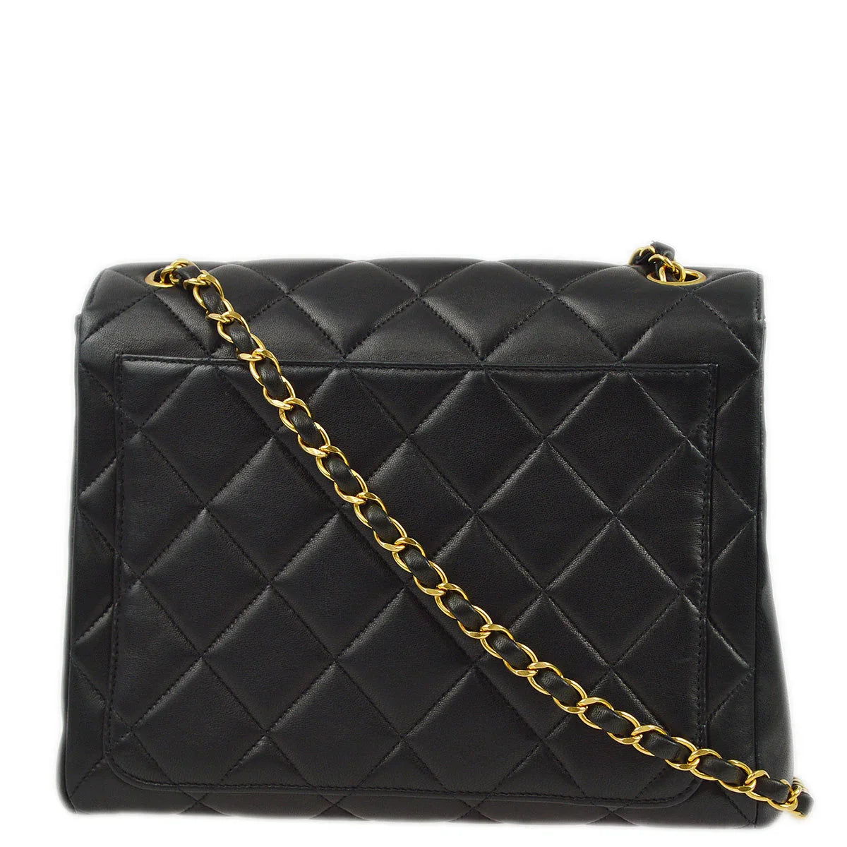Chanel 1996-1997 Black Lambskin Straight Flap Chain Shoulder Bag