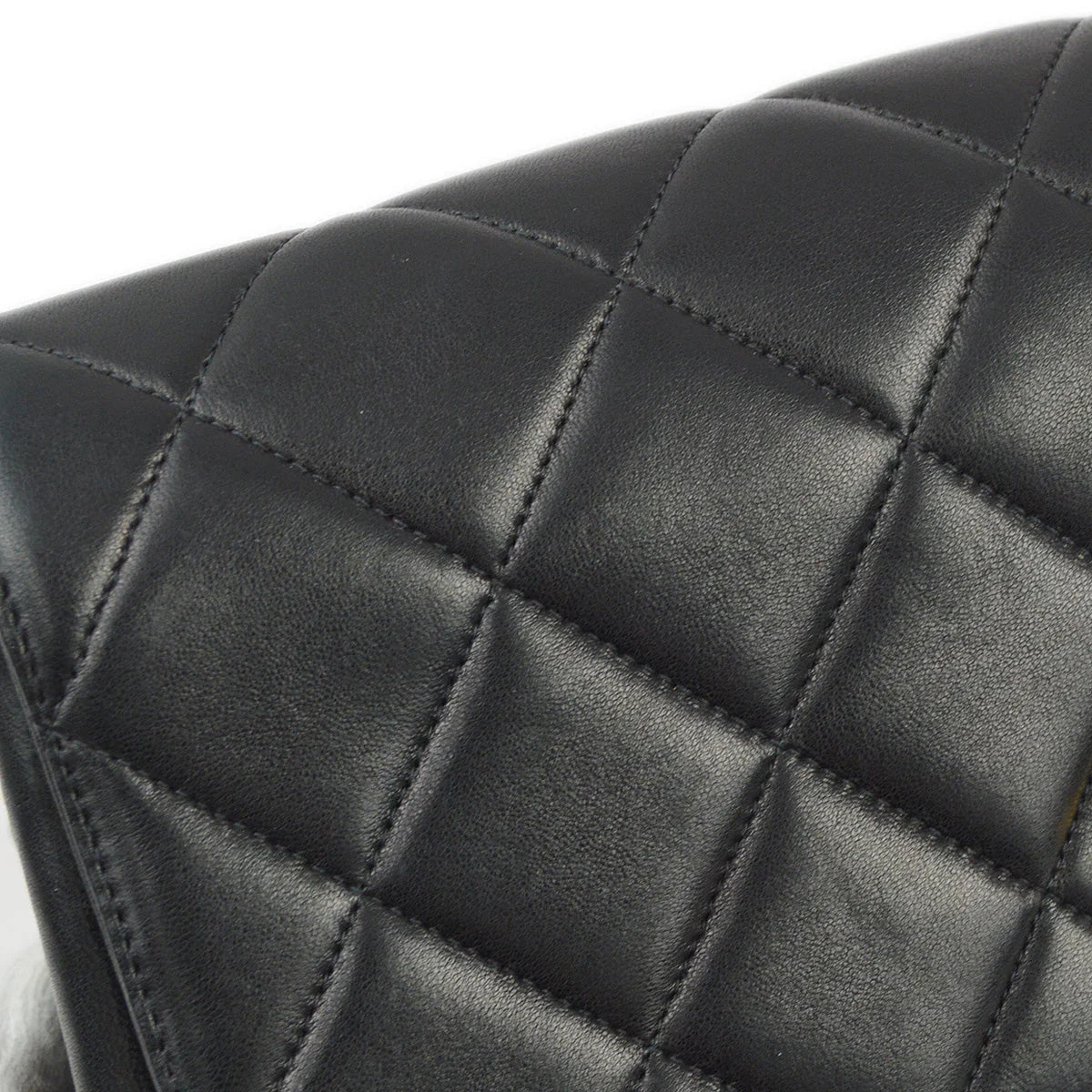 Chanel 1996-1997 Black Lambskin Straight Flap Chain Shoulder Bag