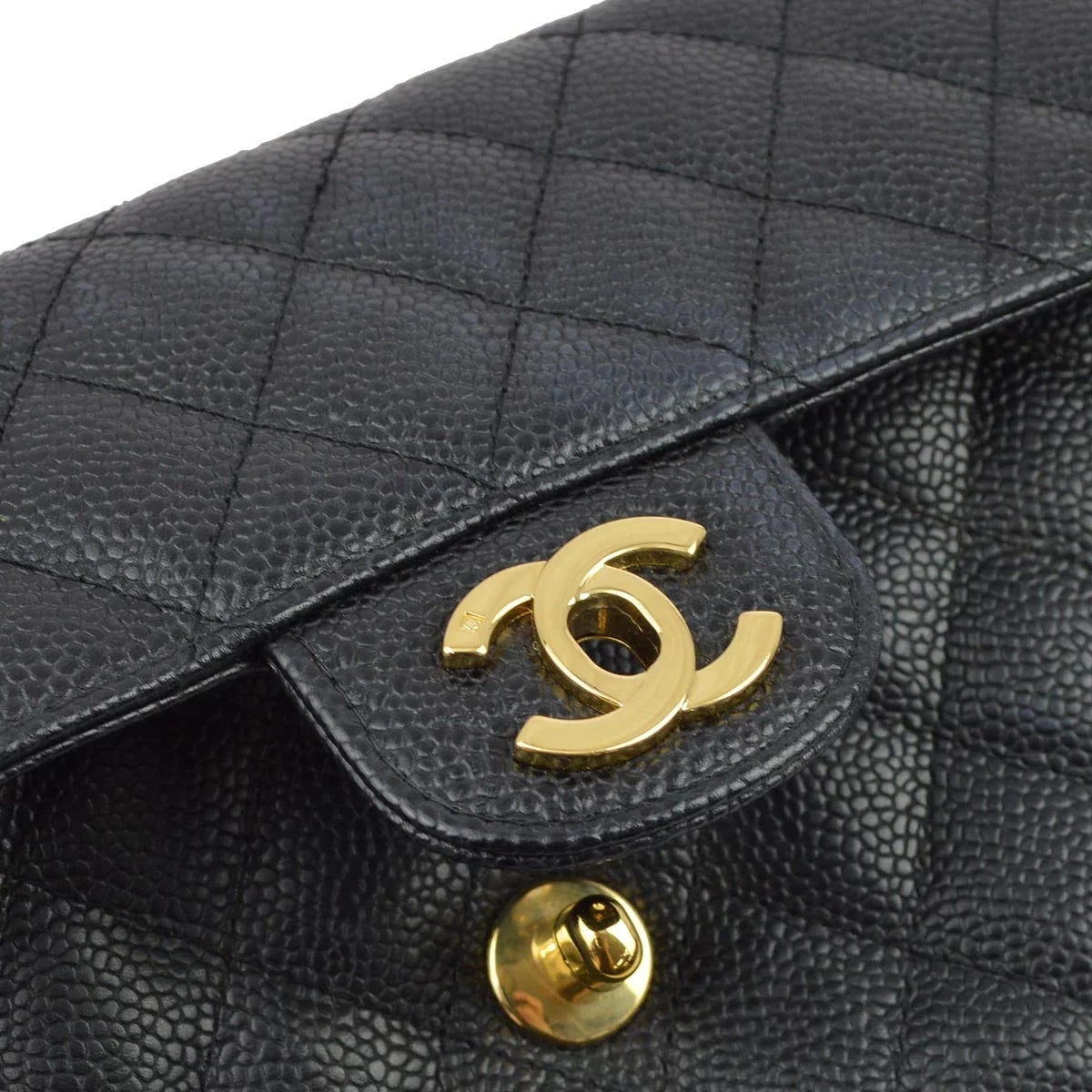 Chanel 2005-2006 Black Caviar East West Shoulder Bag