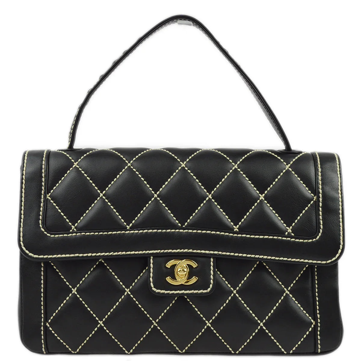 Chanel 2004-2005 Black Calfskin Wild Stitch Handbag
