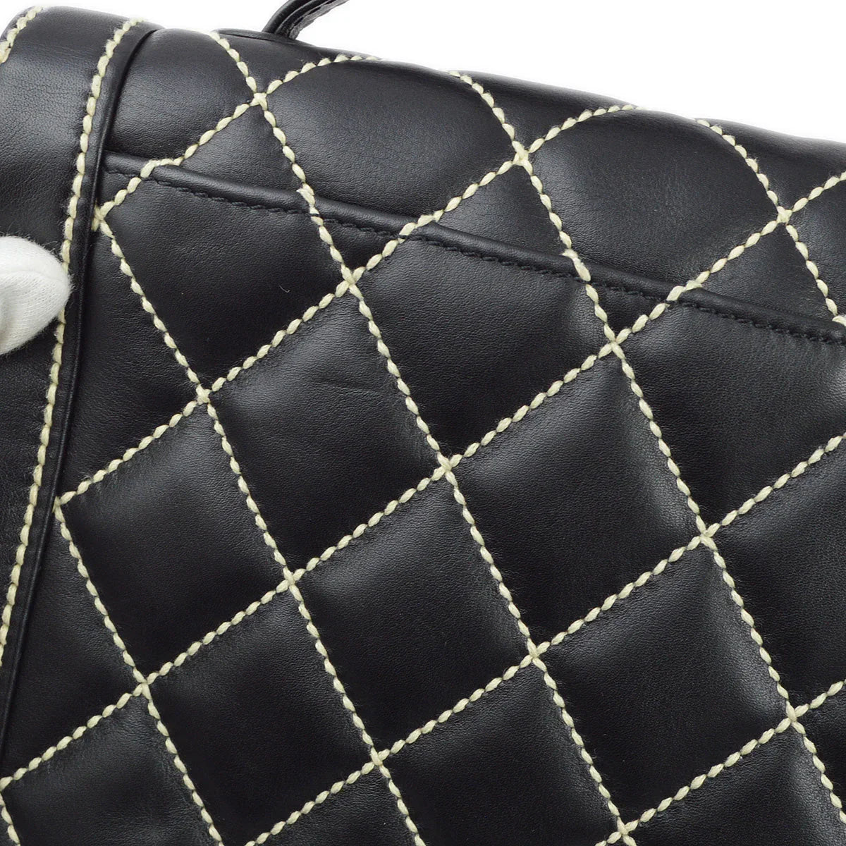 Chanel 2004-2005 Black Calfskin Wild Stitch Handbag