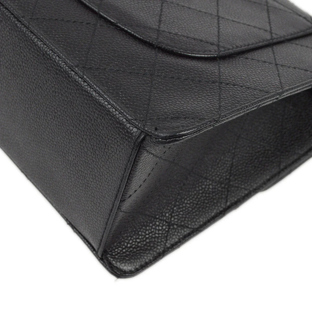 Chanel 1997-1999 Black Caviar Single Flap Shoulder Bag