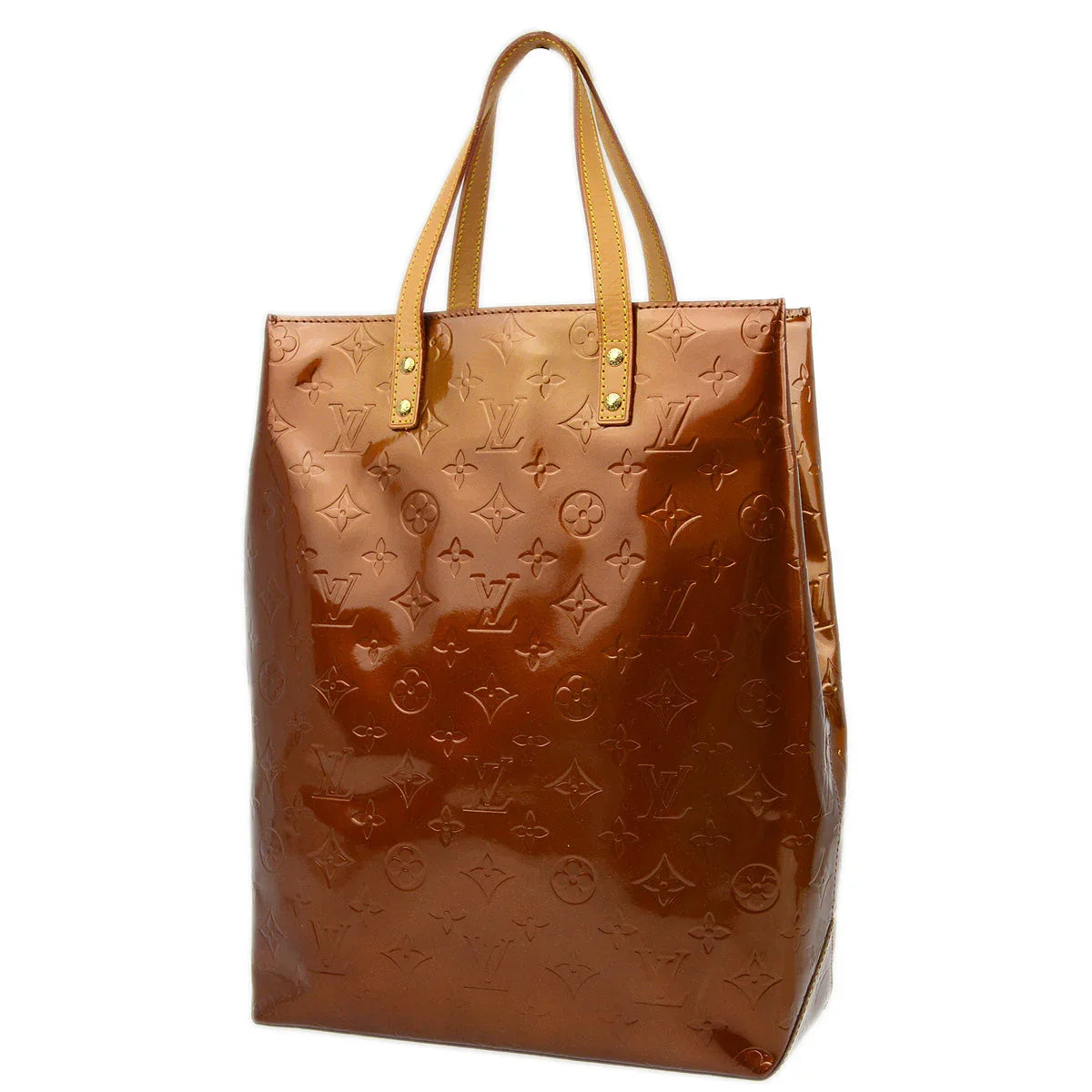 Louis Vuitton 2002 Bronze Vernis Reade MM Tote Handbag M91143