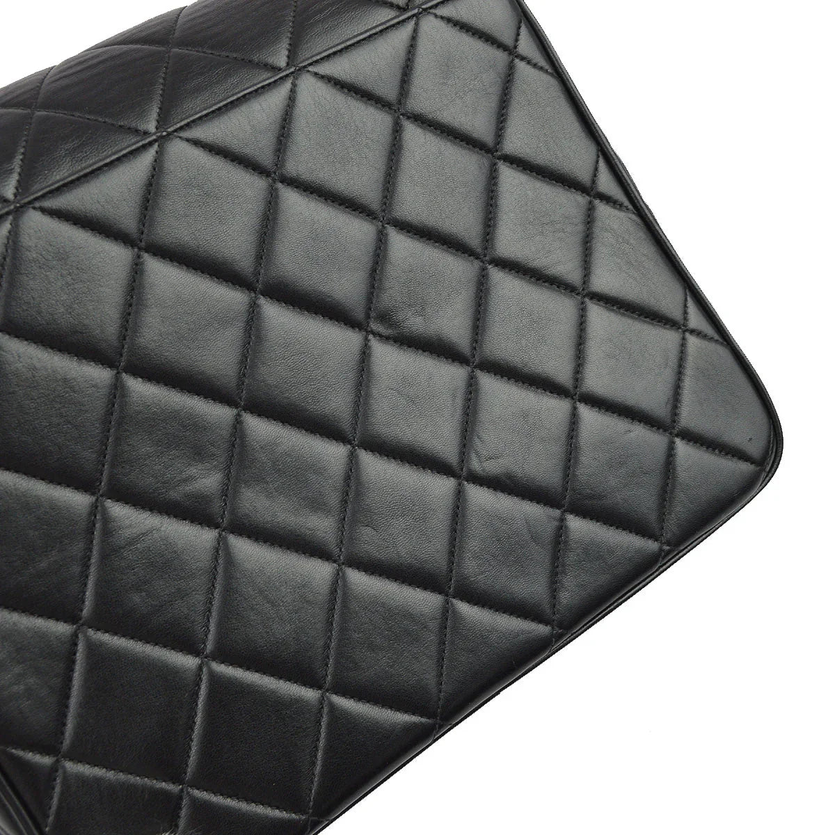Chanel 1991-1994 Black Lambskin Straight Flap Chain Shoulder Bag