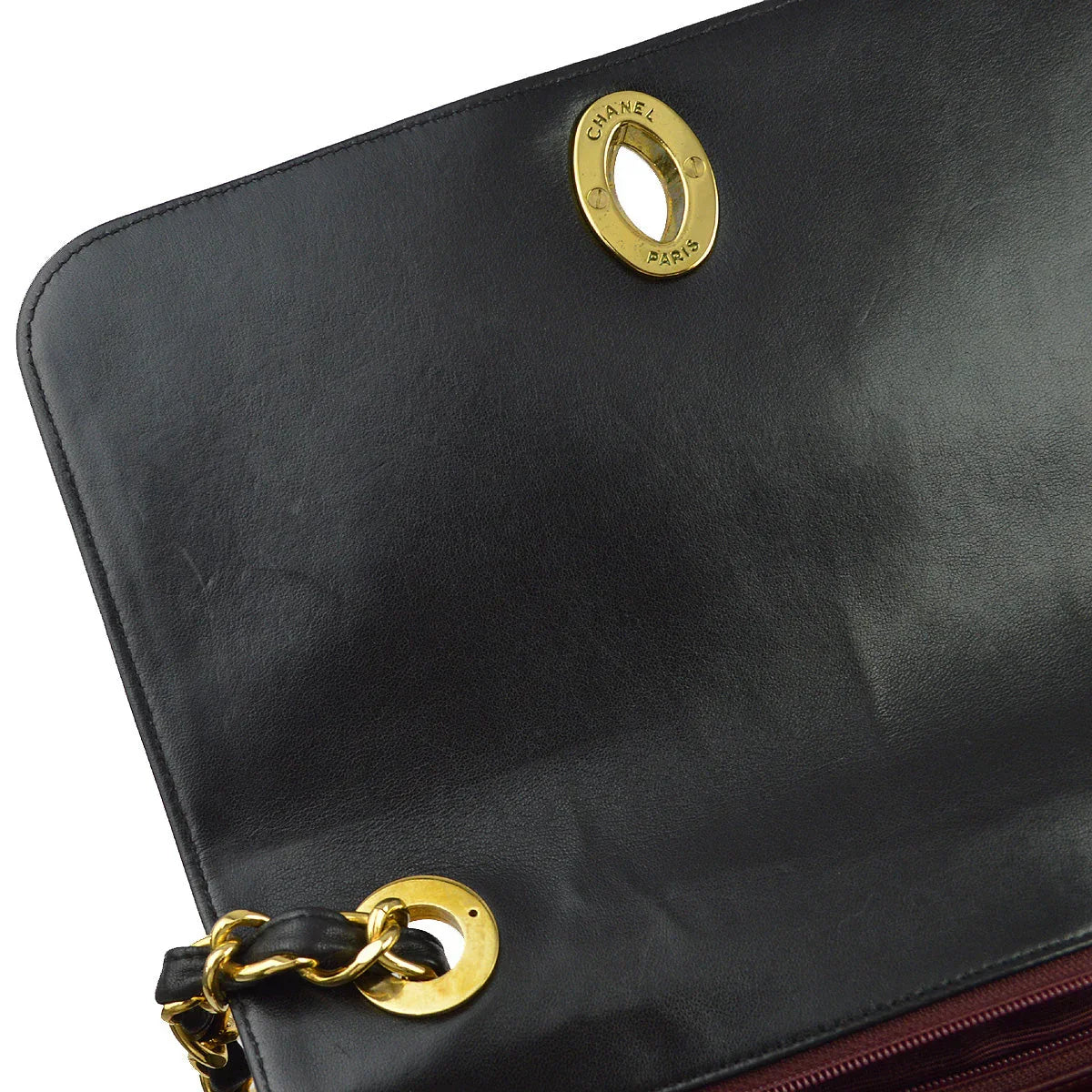Chanel 1991-1994 Black Lambskin Straight Flap Chain Shoulder Bag