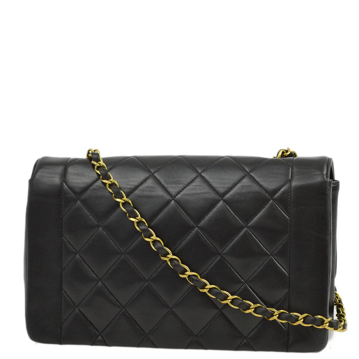 Chanel 1994-1996 Black Lambskin Medium Diana Shoulder Bag