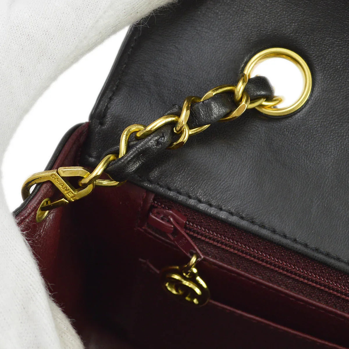 Chanel 1994-1996 Black Lambskin Medium Diana Shoulder Bag