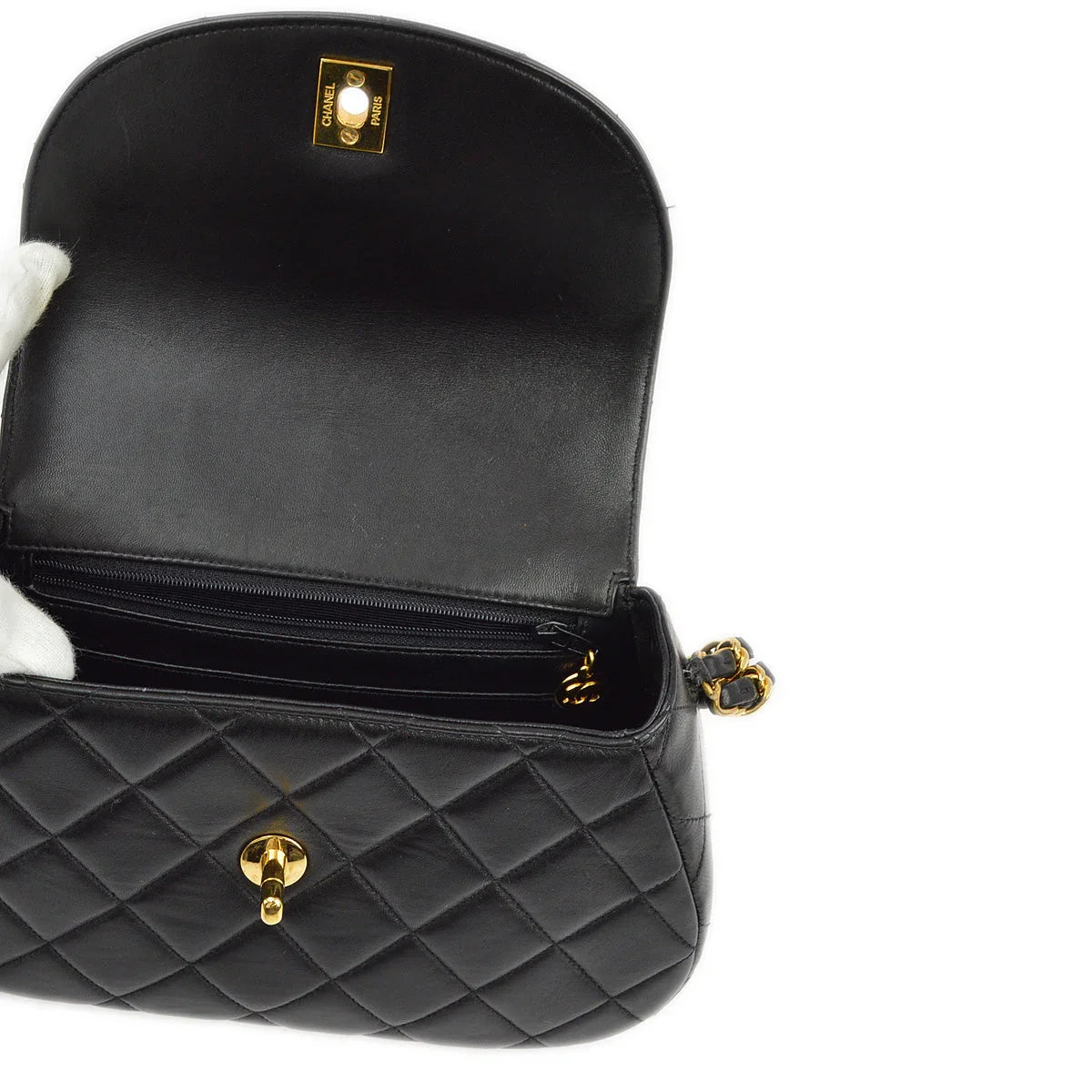 Chanel 1996-1997 Black Lambskin Chain Handbag