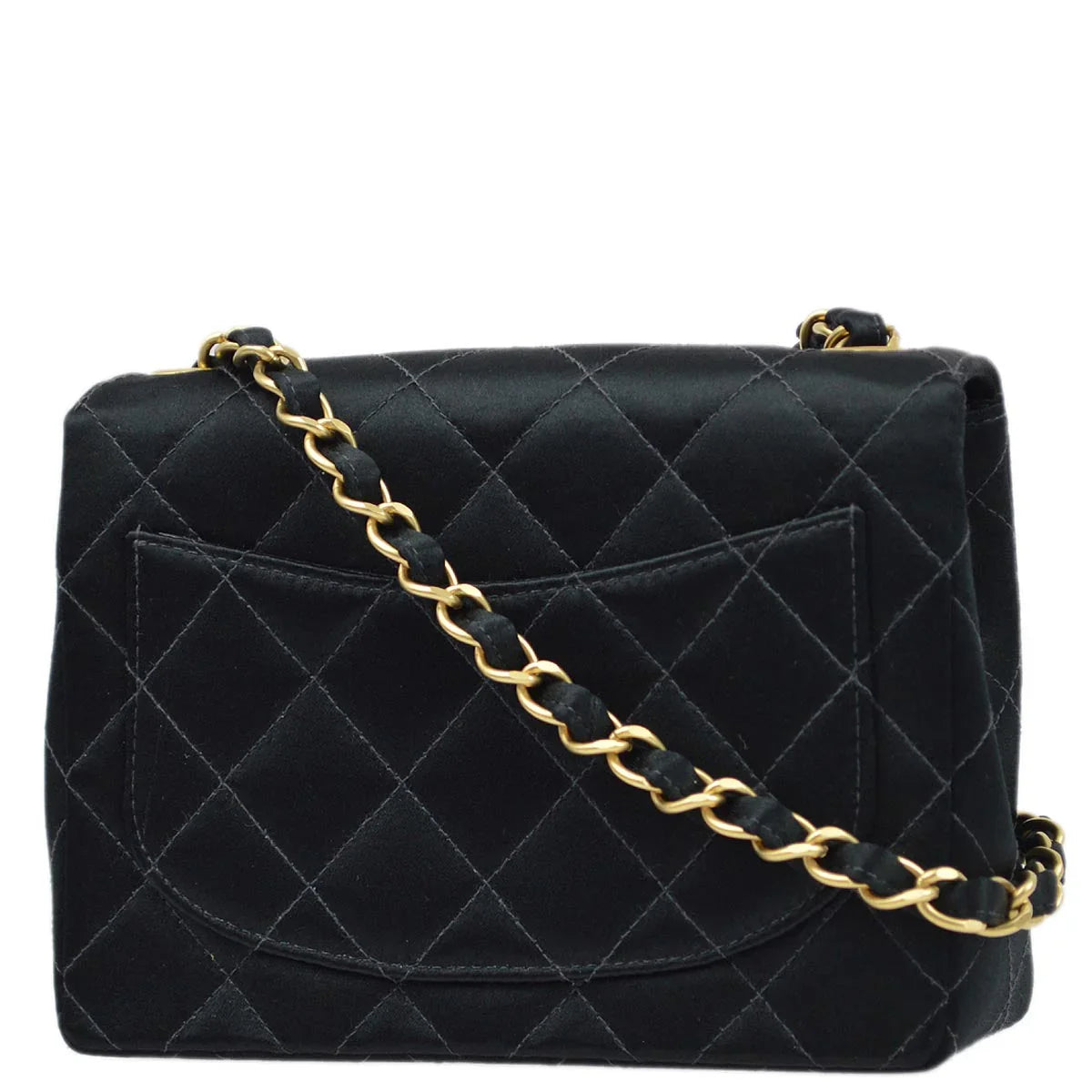 Chanel 2001-2003 Black Satin Mini Classic Square Flap Shoulder Bag 17