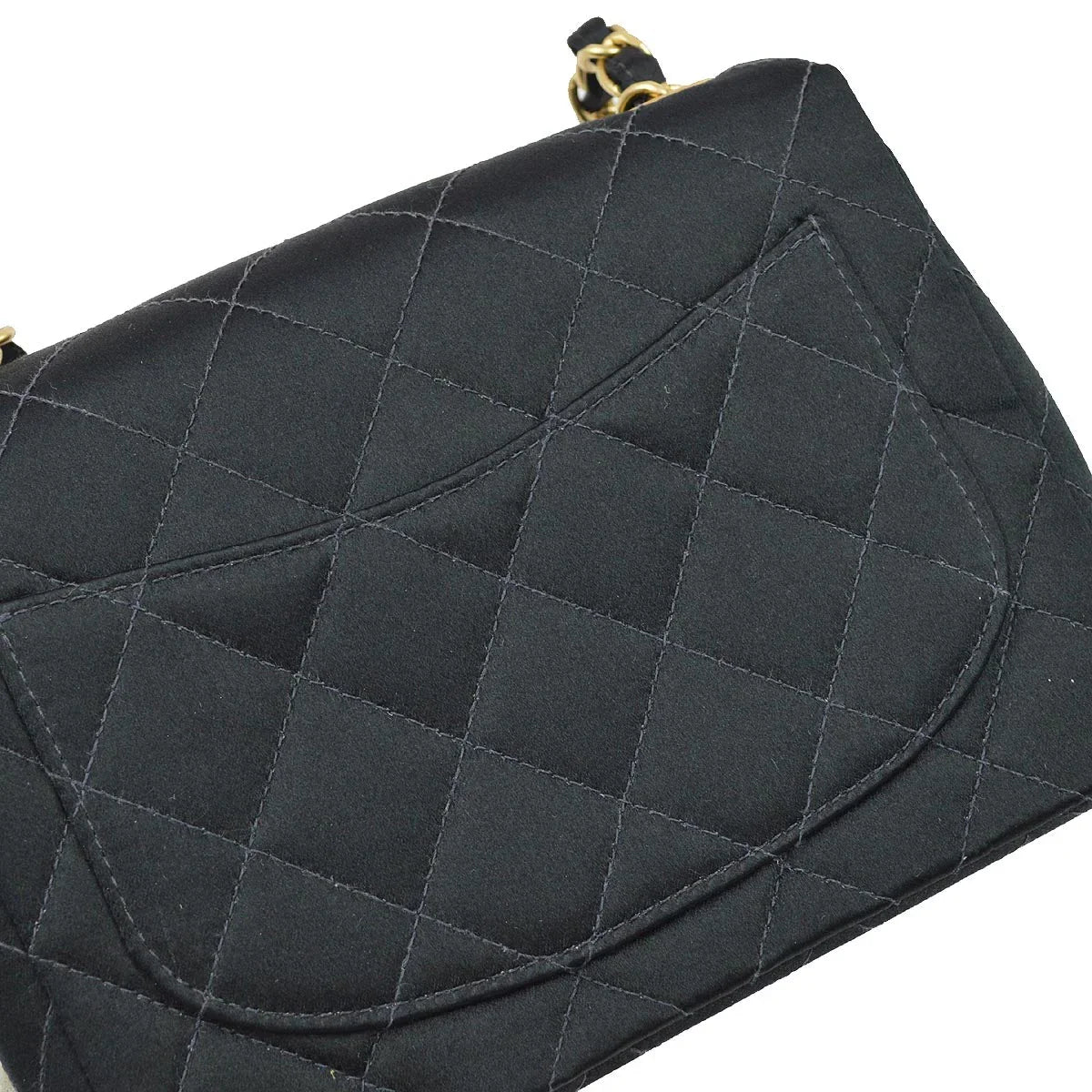 Chanel 2001-2003 Black Satin Mini Classic Square Flap Shoulder Bag 17