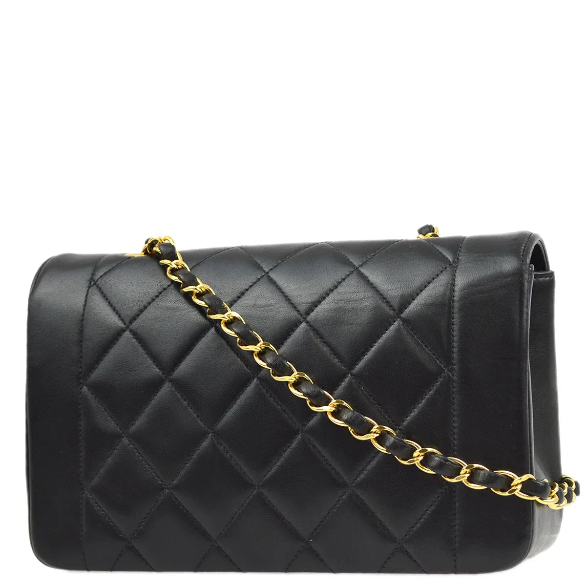 Chanel 1996-1997 Black Lambskin Small Diana Shoulder Bag