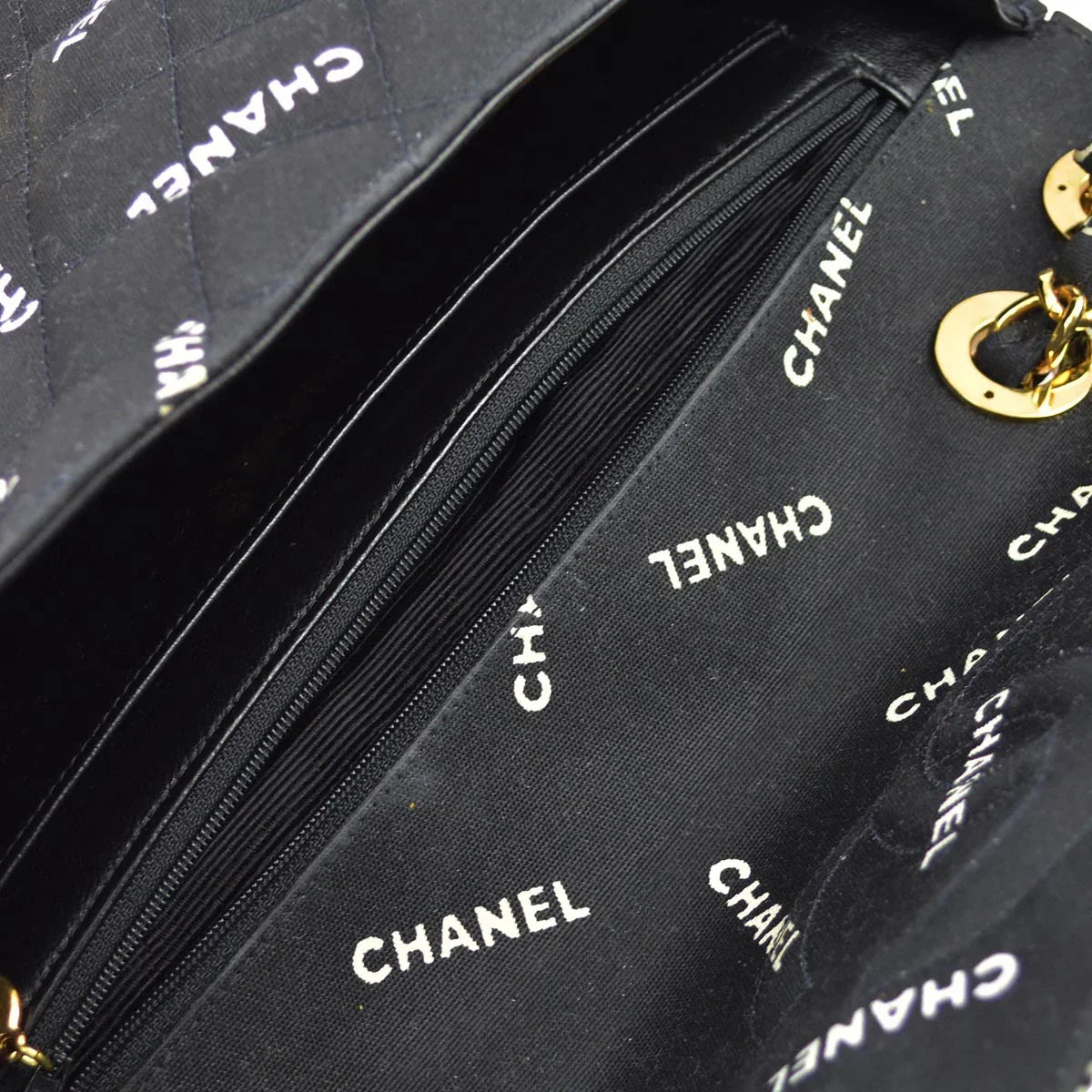 Chanel 1994-1996 Black Canvas Maxi Classic Flap Shoulder Bag