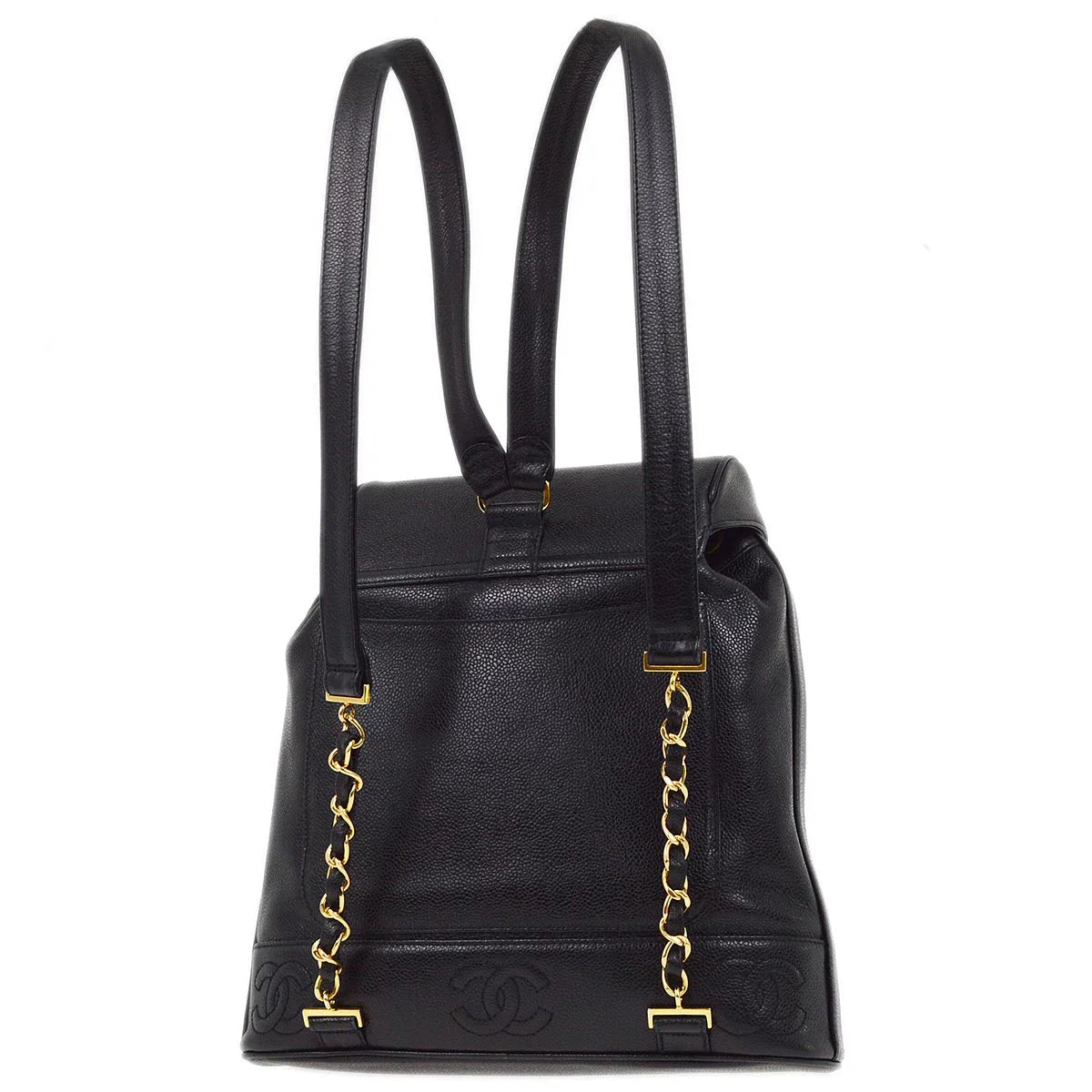 Chanel 1996-1997 Black Caviar Triple CC Backpack