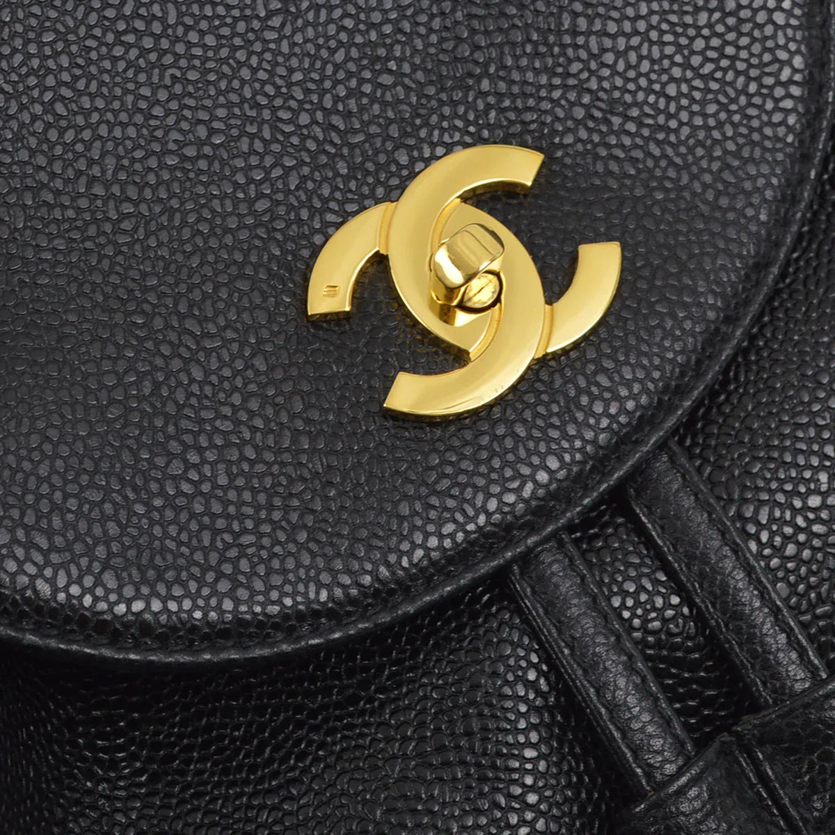 Chanel 1996-1997 Black Caviar Triple CC Backpack