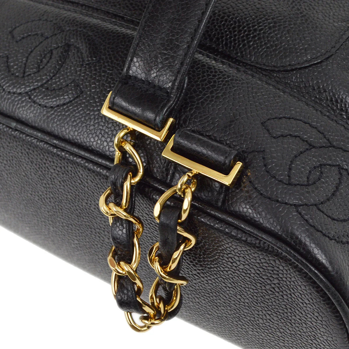 Chanel 1996-1997 Black Caviar Triple CC Backpack