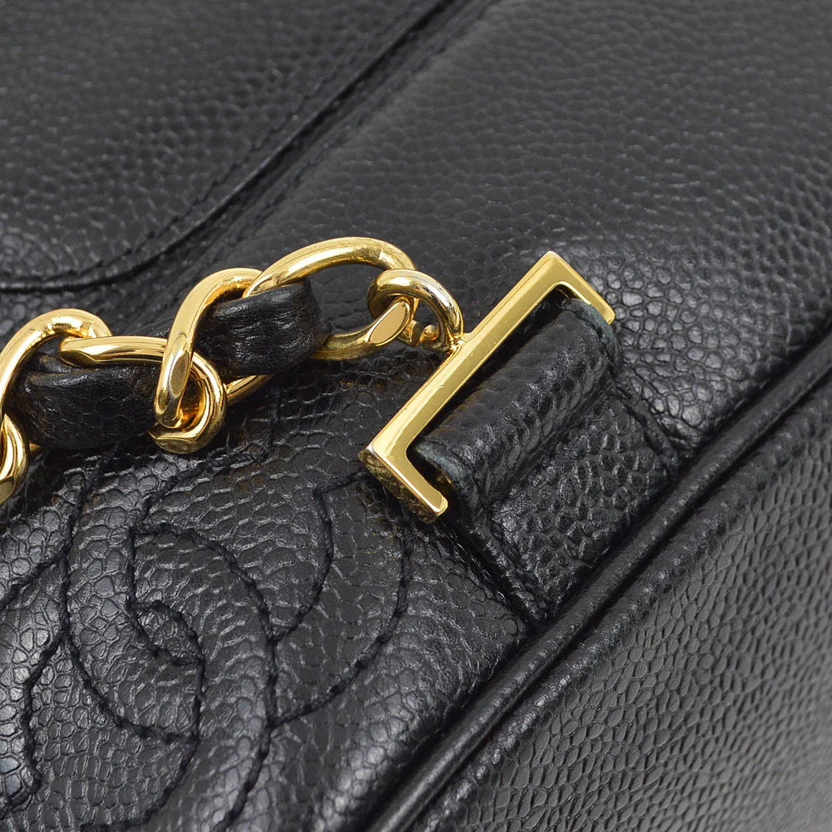 Chanel 1996-1997 Black Caviar Triple CC Backpack