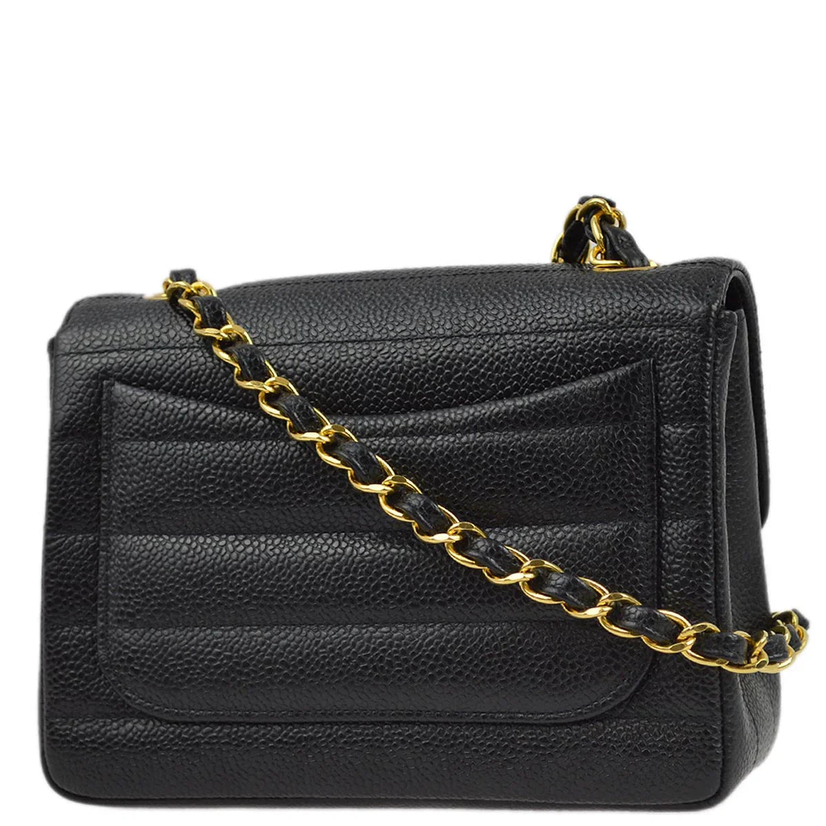 Chanel * 1994-1996 Black Caviar Mini Classic Square Flap Shoulder Bag 17