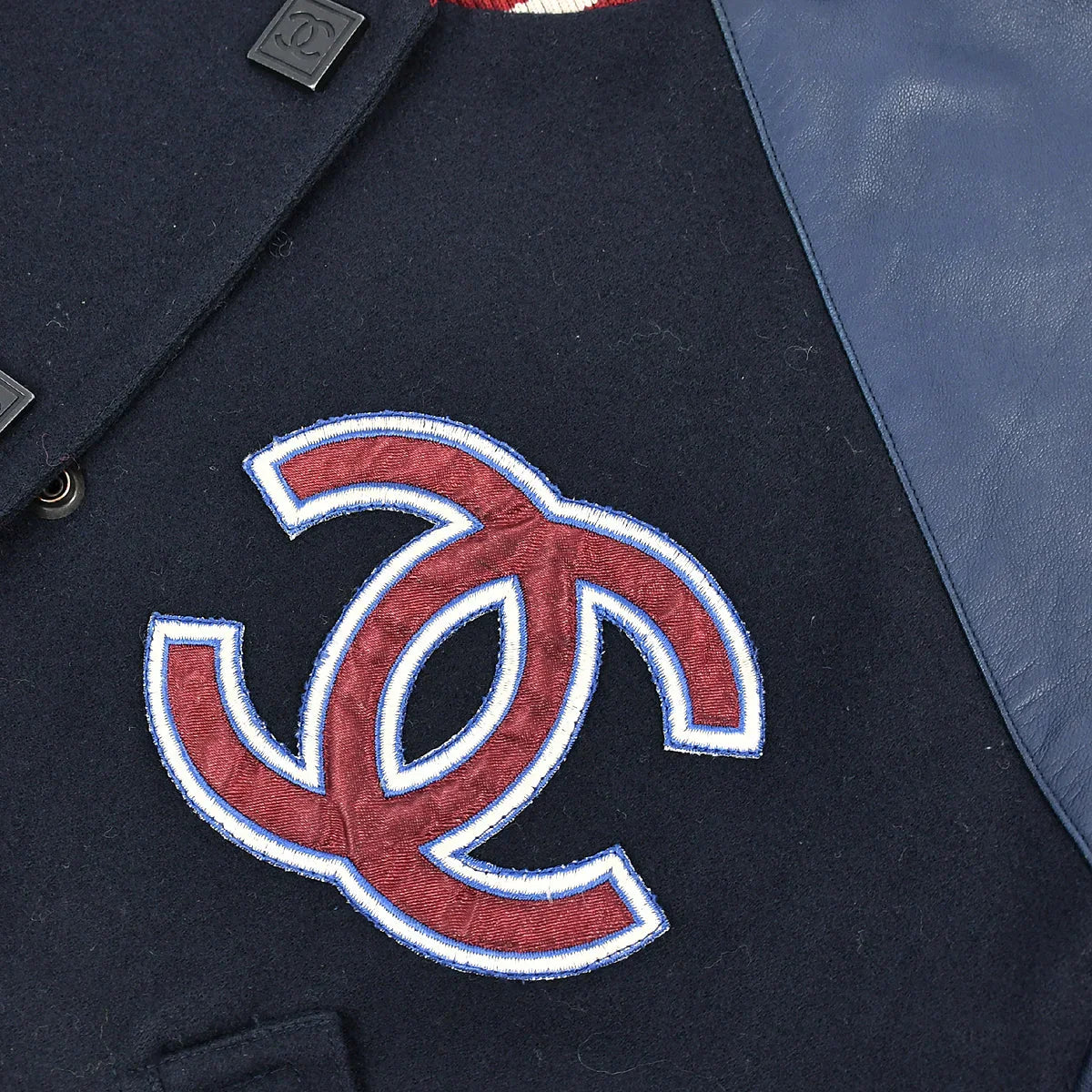 Chanel Spring Letterman Bomber Jacket Navy 04P #38