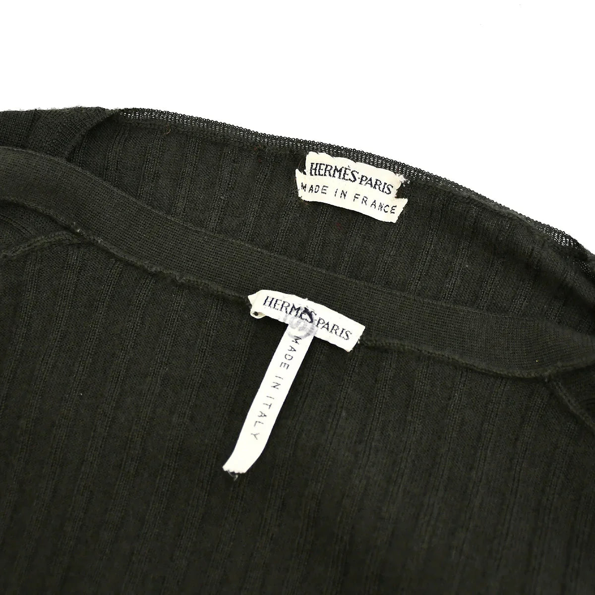 Hermes Set Cardigan Sleeveless Top Khaki #ME