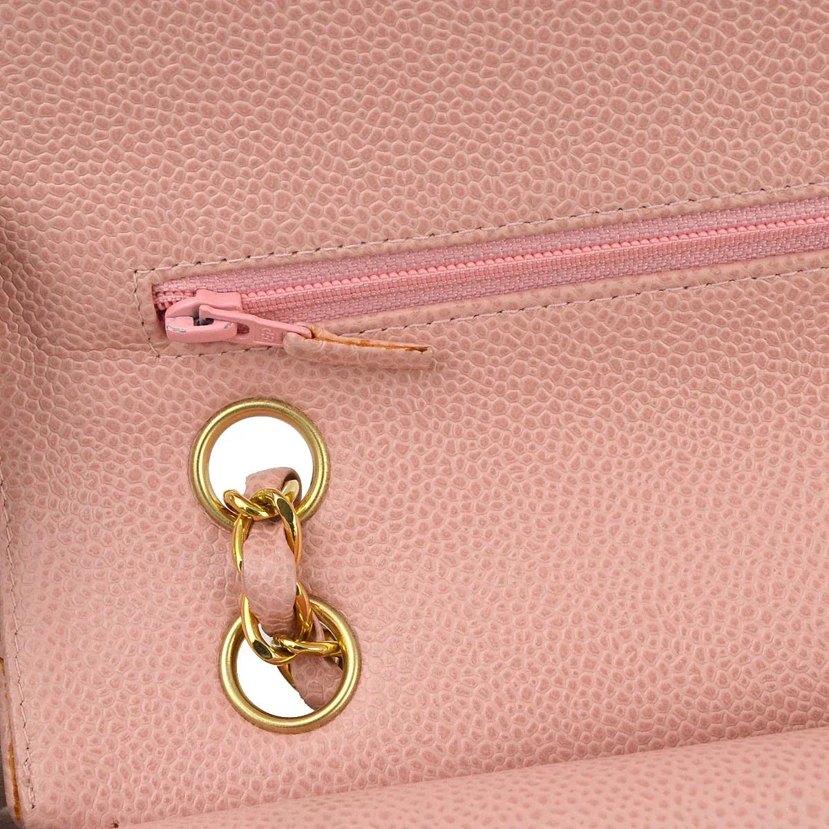 Chanel 2003-2004 Pink Caviar Medium Classic Double Flap Shoulder Bag