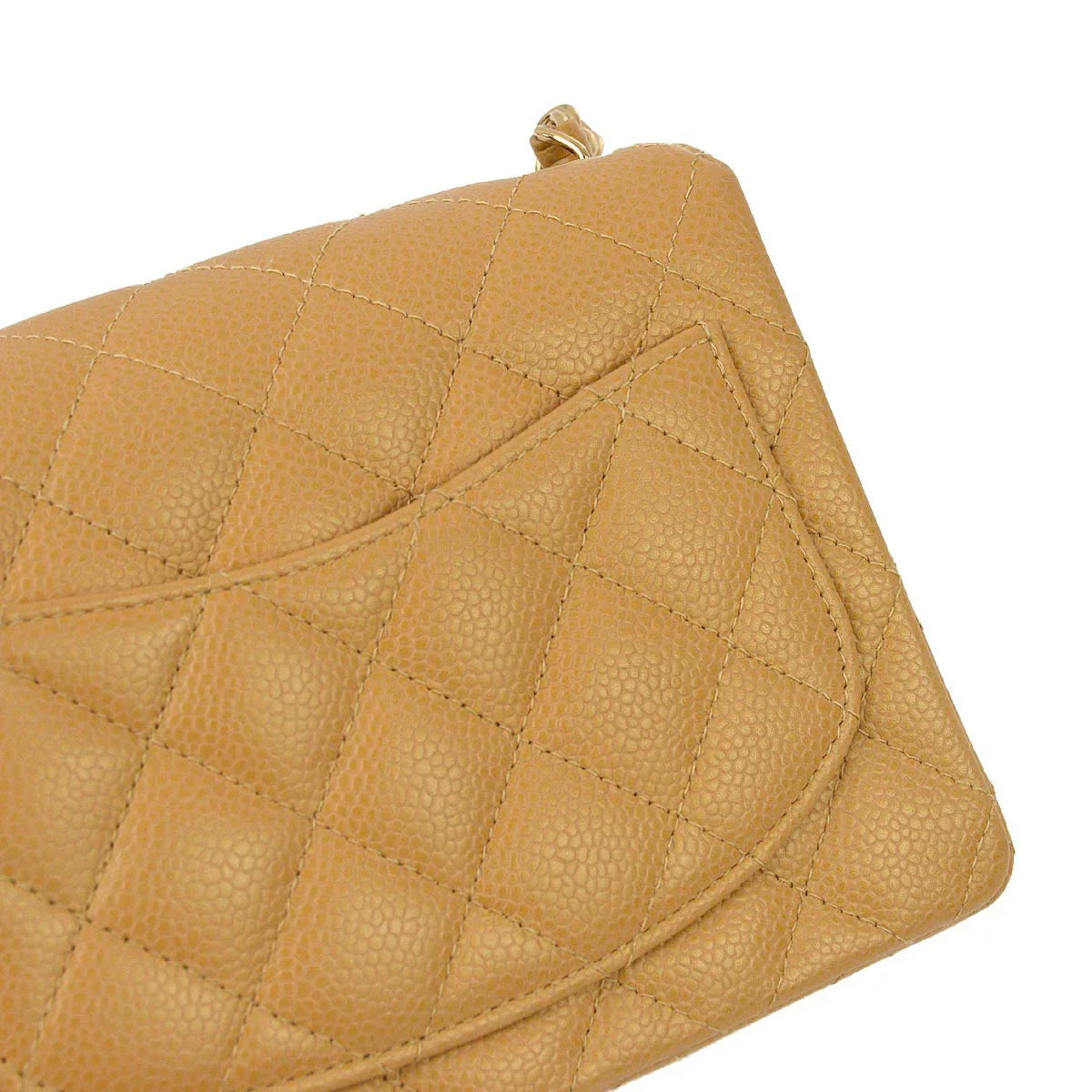 Chanel 2003-2004 Beige Caviar Mini Classic Square Flap Shoulder Bag 17