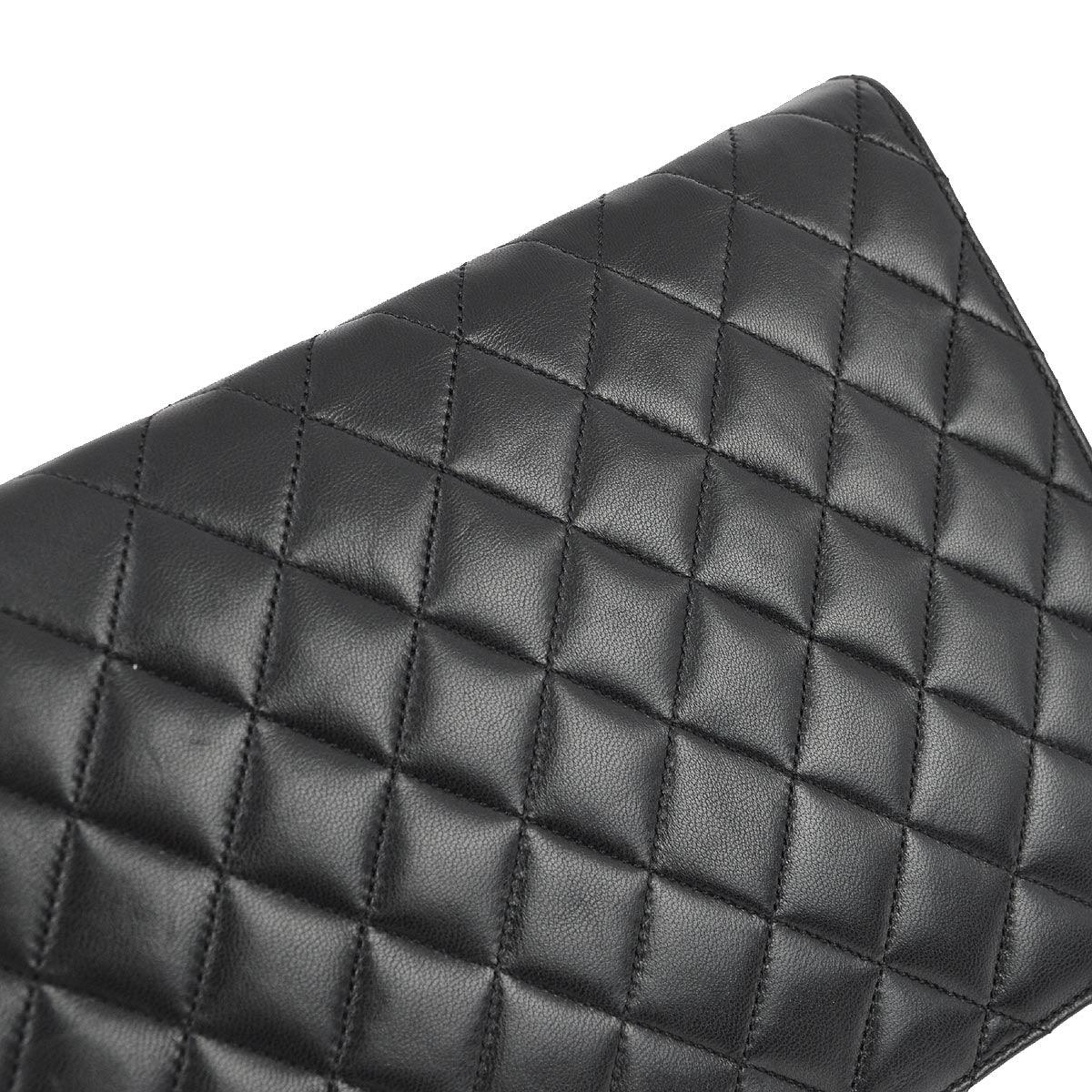 Chanel 2008-2009 Black Lambskin Turnlock Medium Half Flap Shoulder Bag