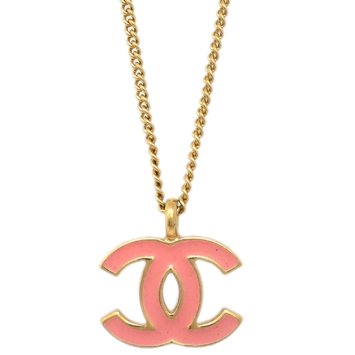 Chanel Pink CC Pendant Necklace 01A